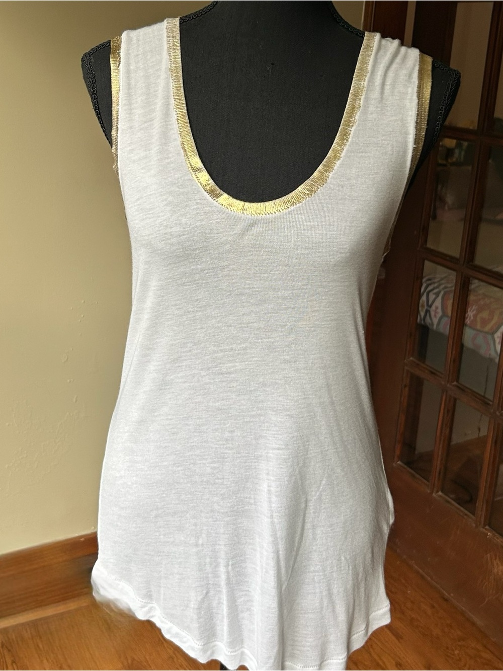 Zadig & Voltaire Scoop-Neck Golden-Foil wrapped Tank - Picture 6 of 11